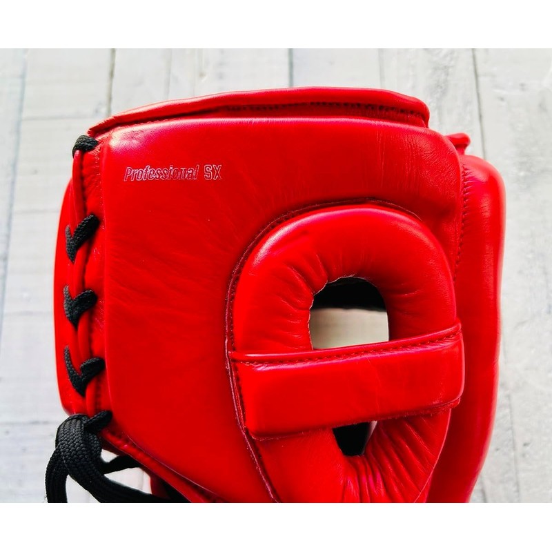 PRIZE RING "Professional SX" Genuine Leather Headgear Red (L)
