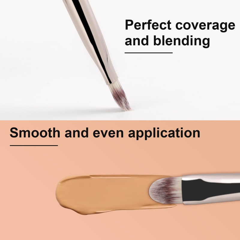 TEOYALL Flat Rounded Concealer Brush, Soft Dense Synthetic Bristles Blending