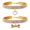 2PCS Pet Gold Collar Accessories Cat Dog Collar Heart and