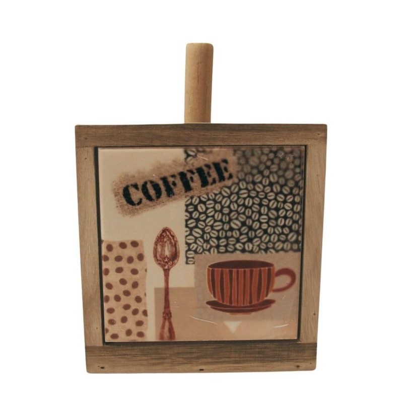 Kitchen Roll Holder Made Of Wood And Ceramic with Coffee