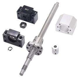SFU1605 Ball Screw Set, RM1605 Ball Screw with Metal Ball Screw Nut and Set BK/BF12 for CNC Machine,Diameter 16mm,5mm Lead (Diameter 16mm, 450mm)