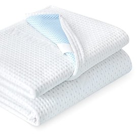 subrtex 2 Inch Mattress Topper Cover (Only Cover) Mattress Protector Bedding Bamboo Rayon Removable Mattress Encasement for Latex Cool Mattress Cover with Zipper with Adjustable Straps (Twin,White)