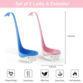 Set of 2 Whale Tail Soup Ladle & Colander, Cute Gifts, Ideal for Cooking, Serving Soup, Stew & Sauce, Funny Kitchen Gadgets & Utensil, Food Grade Material, Hook Tail & Ergonomic Handle