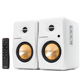 Prosonic BT30 Active Powered Bluetooth Bookshelf Speakers, Studio Monitor, Home Theater, Turntable, with Optical Input, Coaxial Input, 2X RCA Aux Line Input, 80 Watts, (White) (Renewed)