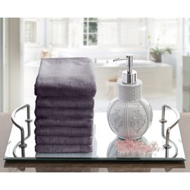 Creative Scents Cotton Fingertip Towels Set - 4 Pack - 11 x 18 Inches Decorative Small Extra-Absorbent and Soft Terry Towel for Bathroom - Powder Room, Guest and Housewarming Gift (Grey)