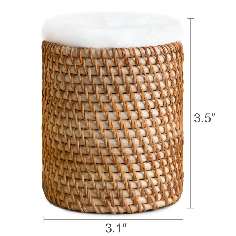 Mkono Glasses Holder for Nightstand Rattan Plush Lined Protective Glasses