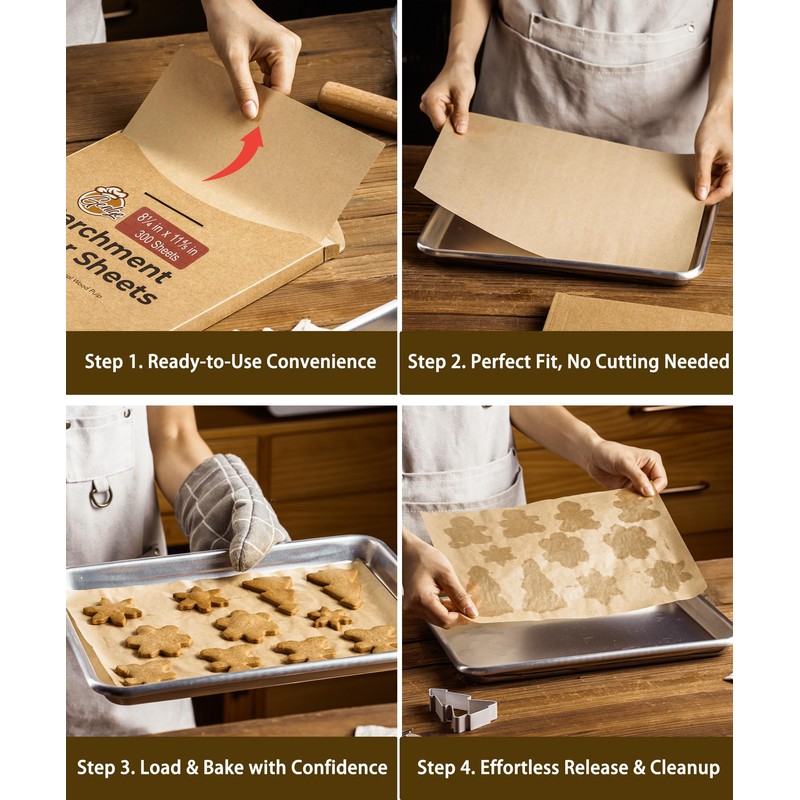 300 Sheets Unbleached Parchment Paper for Baking – 8.25" x