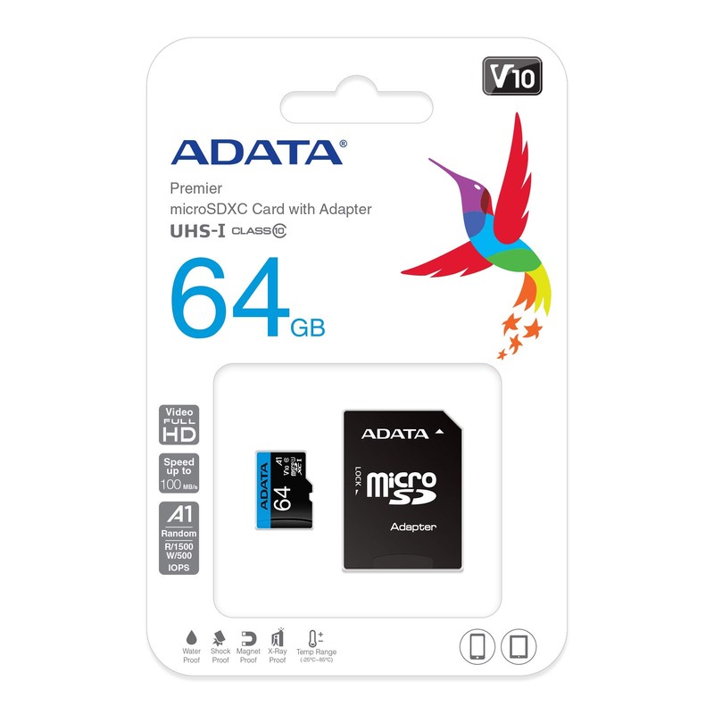 ADATA 64 GB Tarjeta de Memoria Micro SDXC con Adaptador