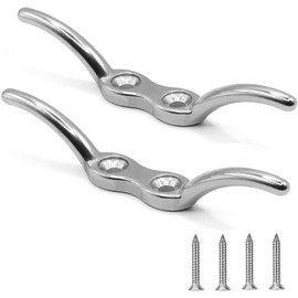 RMIURCO Boat Cleat, Rope Cleat 316 Stainless Steel, 4" Dock Cleat Heavy Duty for Boats, with Mounting Screws(2 Pack)