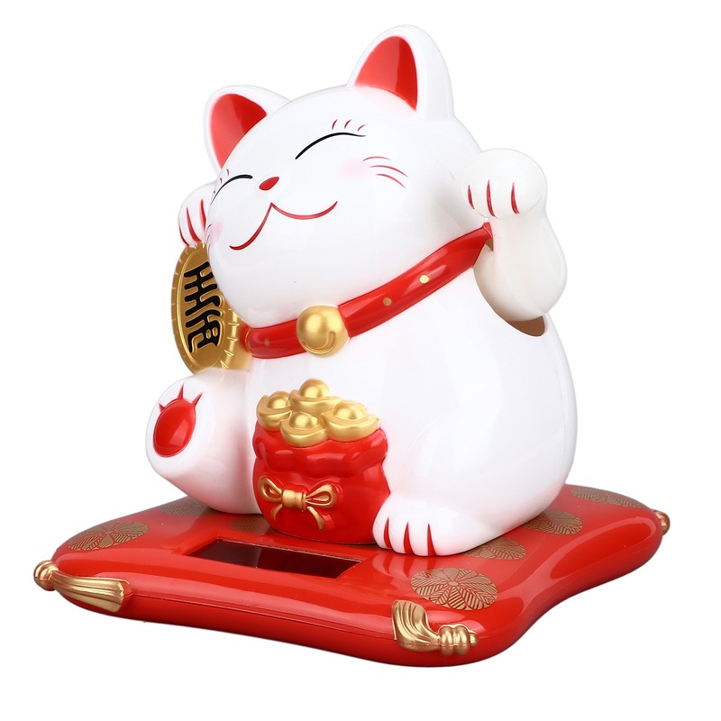 Lucky Cat Solar Powered Cute Decorative Wealth Welcoming Waving Fortune