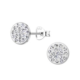 8mm Round CZ Cubic Zirconia Stud Earrings, 925 Sterling Silver, Micro Pave Setting