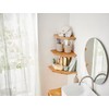 OAKERLAND Oak Floating Corner Shelf with Hidden Cables Channel, Solid