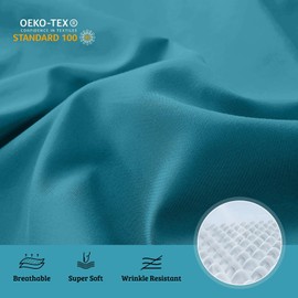 YIYEA Queen Sheet Set, Luxury 1800TC Hotel Quality Double Brushed Microfiber Bed Sheets for Queen Size Bed, Extra Soft, Deep Pocket, Shrinkage and Fade Resistant, 4PC (Queen, Teal)