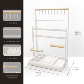 TFSZE Jewellery Stand Jewellery Holder Jewellery Tree Chain Holder with Storage Base, Jewellery Organiser Stand, 7-Tier Jewellery Holder Display Rings, Earrings, Bracelets, Watches and Accessories