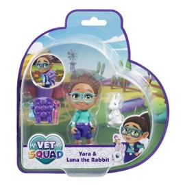 Vet Squad Assortment-Yara & Luna The Rabbit, 3 Inch Articulated Vet Figure with pet and Accessories