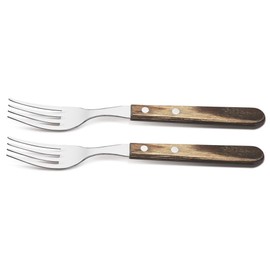 Tramontina Churrasco Set of 2 Heavy Duty Jumbo Steak Forks Brown Wooden Handles
