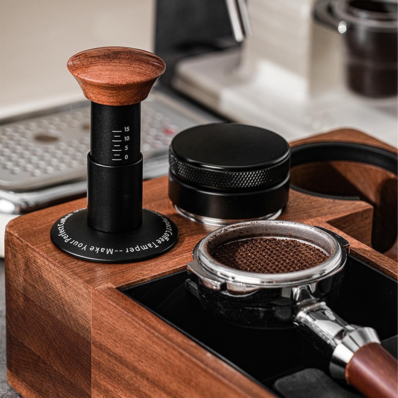 Coffee Tamper Spring Loaded Tamper Calibrated Coffee Tamper Wood Handle