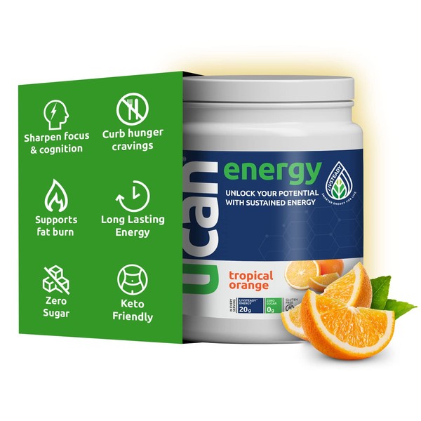 UCAN Energy Powder, Orange, Keto, Sugar-Free Pre & Post Workout for Men & Women, Non-GMO, Vegan, Gluten-Free, Great for Runners, Gym-Goers and High Performance Athletes | 30 Servings (26.5 Ounces)