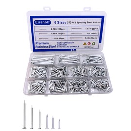 Approx 395 PC Assortment of High-Quality Concrete Nails, Masonry, Wood Nails, Clavos para Concreto - Durable Galvanized & Steel Nail Eiranoly