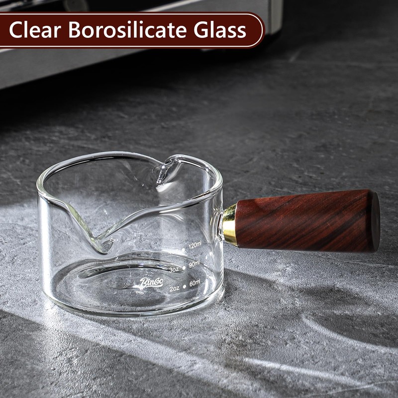 Espresso Shot Glasses with Wood Handle - 120ml Glass Coffee