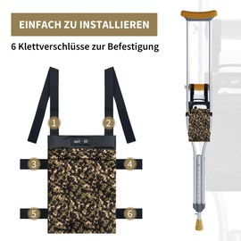 SPRINGSEAON Krücken Tasche mit Klettverschluss – Leicht, Großes Staufach, Einfach zu Befestigen – Praktische Aufbewahrungstasche für Unterarmgehstützen