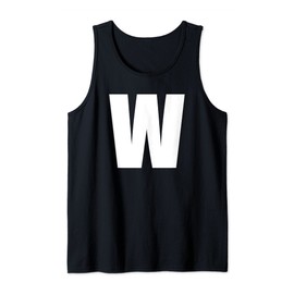 Letter "W" Bold White Capital "W" for Team Names or Words Tank Top
