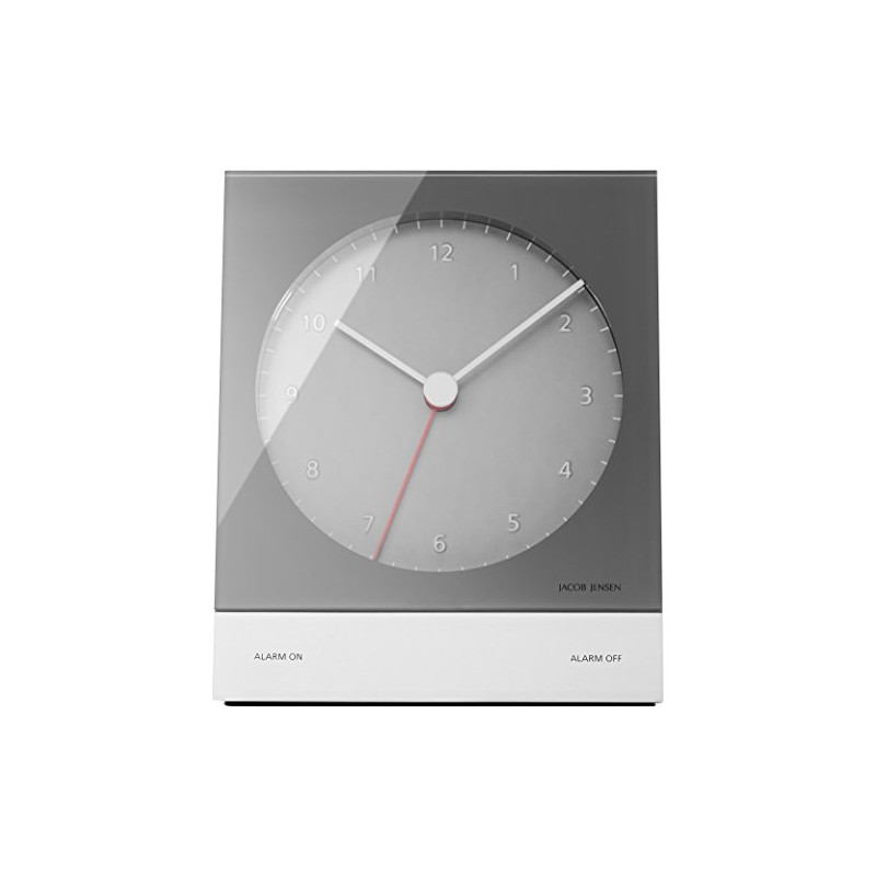 Jacob Jensen Danish Design Unisex Alarm Clock Analogue Grey/Aluminium, No.