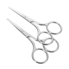 2Pcs Stainless Steel Eyebrow Scissors Set Rounded Tip for Safe Trimming Practical Eyebrow and Nose Hair Scissors for Women and Men for Facial Hair Grooming