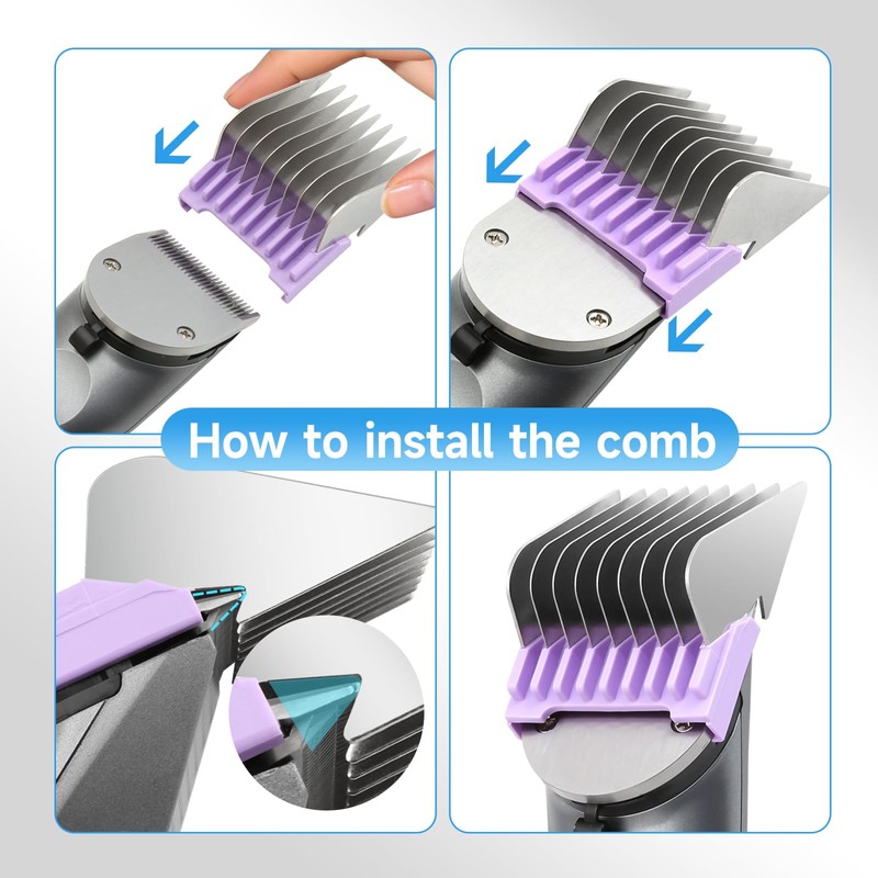 FOGOSP Animal Stainless Steel Clip Attachment Guide Comb Set for
