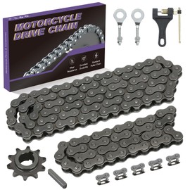 CILOYU 420 Chain 90 Links + 42 Link Kit Replacement for Coleman CT200U BT200X CT200U-EX Baja Warrior Massimo TrailMaster Axis MB200 Predator 212 196cc 200cc 6.5hp Parts W/Front Mini Bike Sprocket 10T