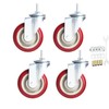 Swivel Stem Casters, Heavy Duty Double-Locking Castors with Red PU