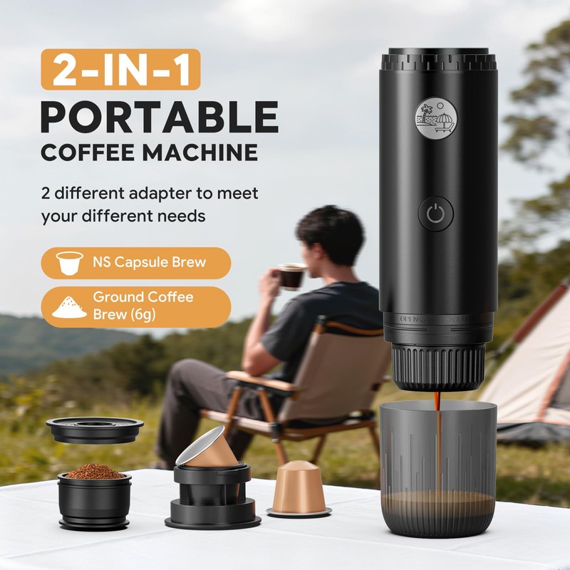 RECAFIMIL Portable 2-in-1 Coffee Maker, Portable 20 Bar Espresso Machine