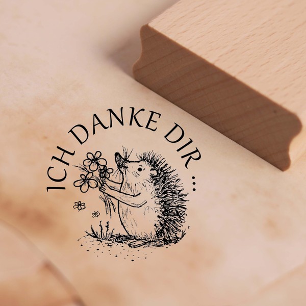 Dekolando Motivstempel Ich danke dir - Igel mit Blumen Stempel