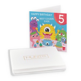Hunts England - Luxury Boxed Cousin 5th Boys Monsters Party Kids Birthday Card - Happy Birthday! - 5 - Best Cousin Ever - Imagination Collection - Card In Keepsake Box
