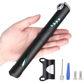 Bicycle Pump - Compact and Lightweight Mini Bicycle Pump with Ball Needle - Portable Tyre Inflation Tool for Universal Presta and Schrader Valves, Small Bicycle Pump for Roads, Mountain Bikes (Blue)