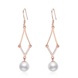 Pearl Earrings for Women 925 Sterling Silver Irish Celtic Knot Hoop Earrings Leverback Jewellery Gifts for Mum Mother Girls Friends, Sterling Silver, Pearl