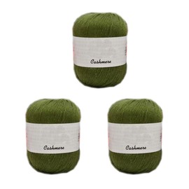 3 Balls 100% Mongolian Cashmere Yarn, Luxurious Hand Knitting Pure Cashmere Cone Yarn Home Necessity for Knitting Crocheting Crafts Total 150g (Withered Green)