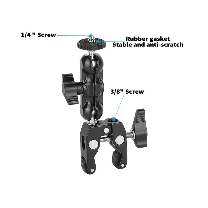 SZRIG Super Clamp Articulating 1/4"-20 Mini Ball Hand for Camera