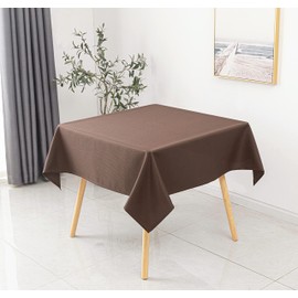 Biscaynebay Textured Fabric Tablecloth 54 X 54 Inches Square, Brown Water Resistant Tablecloths for Dining, Kitchen, Wedding and Parties etc. Machine Washable