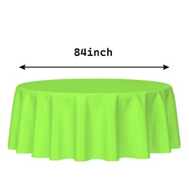 HEIPINIUYE 2 Pack Lime Green Tablecloth Round 84 Inch Round Plastic Table Cloth Waterproof Disposable Round Table Cover for Party Birthday Camping Picnic Baby Shower Circle Tablecloth