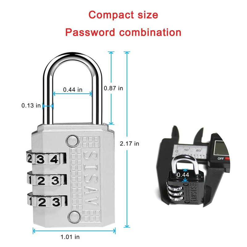 SISAV 3 Digit Combination Lock Mini Combination Lock Locker Lock