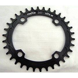 Aluminum bicycle chainrings oval NARROW WIDE BCD104 mm 32T 34T 36T 38T, black, 34T