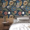 Boho Wallpaper Peel and Stick, Dark Vintage Floral Contact Paper,