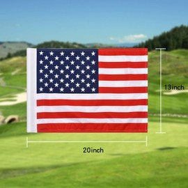 KINGTOP US Golf Flag, Double-Sewn American USA Flags, Regulation Tube Flag, Practice Putting Green Flag for Yard, 420D Premium Nylon Flag, 20" L x 13" H, 1-pack