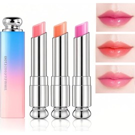 Lip Balm con Color, 3PCS Balsamo Labios Mágico que Cambia de Color, Brillo Labial Hidratante para Niñas y Mujeres, Gloss Labial con Efecto Tintado, Humectante 24H y Aroma Dulce.