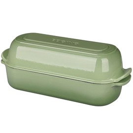 EDGING CASTING Enameled Cast Iron Loaf Pan with Lid, Dutch Oven Bread pan for Homemade Sourdough Bread Baking, 12.5x5.5 inch, 5qt, Pistachio Green