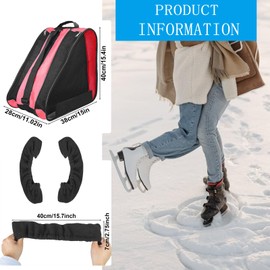 HDFCLUP 2 Pcs Skating Bag Set Ice Skate Blade Covers Ice Skating Guards and Roller Skates Bag Roller Skate Accessories Roller Skate Bag for Kids Men Women Adults (Red/L)