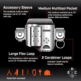 1791 EDC Multitool Sheath & Flashlight Holster, Leather EDC Pouch for Belts Also fits Knife and Keys - Compatible with Full Size Leatherman, Gerber, SOG Multitools - Action Snap, Brown