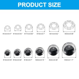 PATIKIL 14-30mm Flash Safety Eyes, 56 Pcs Doll Eyes Realistic Colorful Crocheting Safety Eyes for Decor Crochet Accessories Dolls Craft, Silver