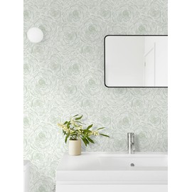 Toduso Modern Peel and Stick Wallpaper Green Contact Paper Sage Green Self-Adhesive Wall Paper Removable Decorative Wallpapers for Bedroom Bathroom Cabinets Decor Vinyl 17.3" x 393.7"